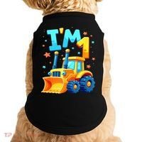 1st Birthday Cartoon Crawler Bulldozer Tractor I'M 1 One Doggie Tank thumb 0
