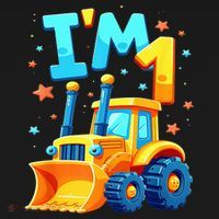 1st Birthday Cartoon Crawler Bulldozer Tractor I'M 1 One Ornament thumb 1