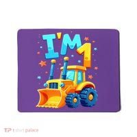 1st Birthday Cartoon Crawler Bulldozer Tractor I'M 1 One Mousepad thumb 0