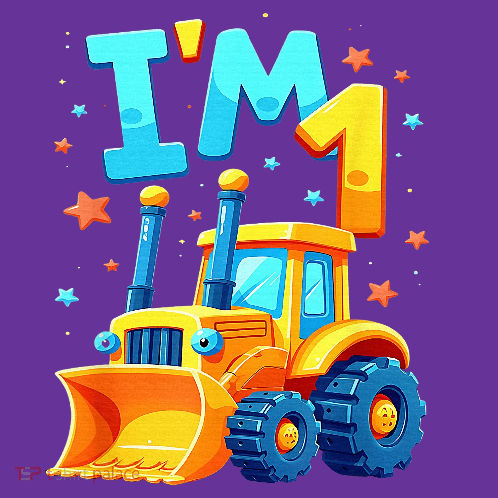 1st Birthday Cartoon Crawler Bulldozer Tractor I'M 1 One Mousepad
