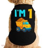 1st Birthday Cartoon Dump Toy Truck Construction I'M 1 One Doggie Tank thumb 0