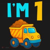 1st Birthday Cartoon Dump Toy Truck Construction I'M 1 One Doggie Tank thumb 4
