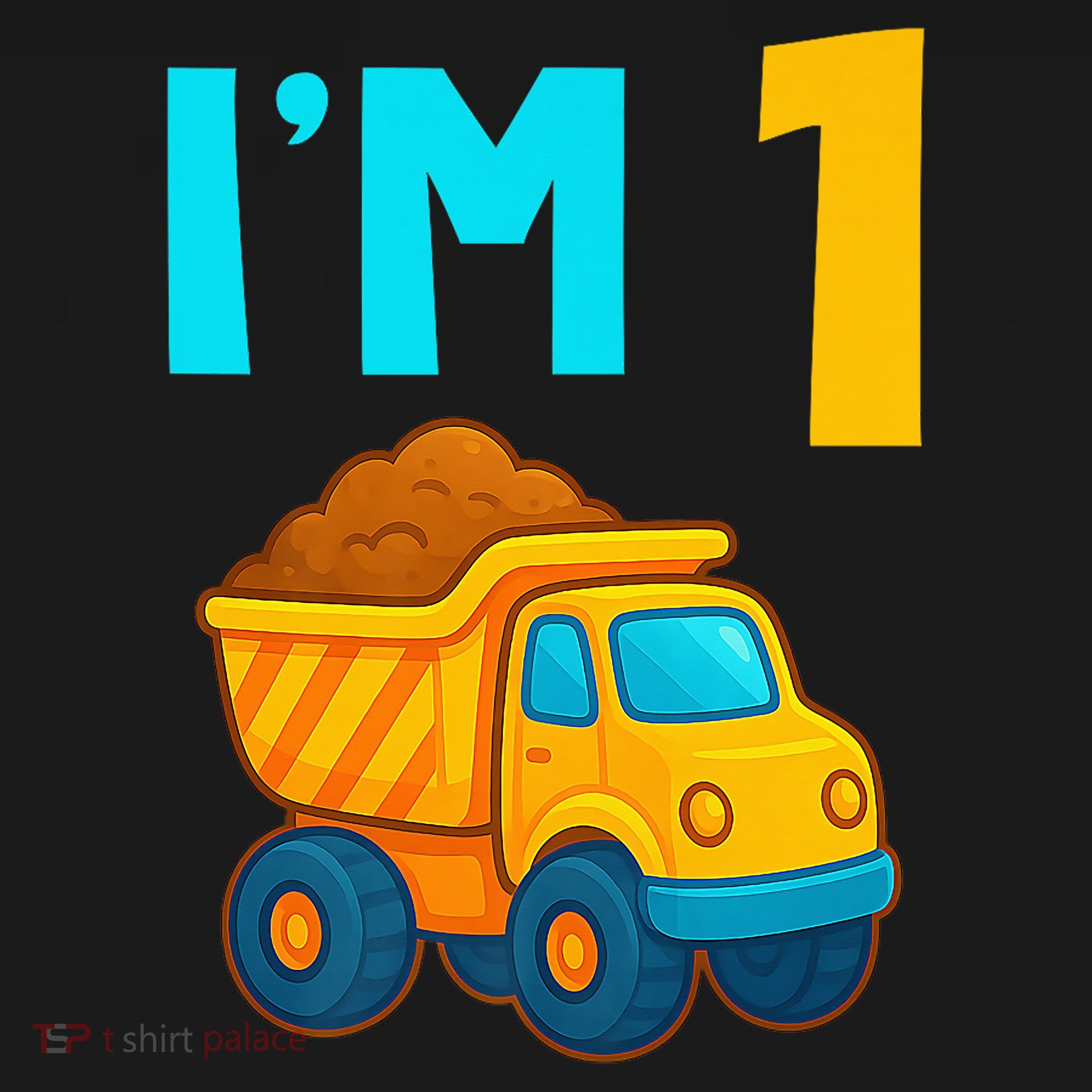 1st Birthday Cartoon Dump Toy Truck Construction I'M 1 One Doggie Tank
