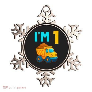 1st Birthday Cartoon Dump Toy Truck Construction I'M 1 One Ornament
