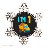 1st Birthday Cartoon Dump Toy Truck Construction I'M 1 One Ornament thumb 0