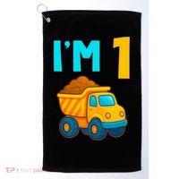 1st Birthday Cartoon Dump Toy Truck Construction I'M 1 One Golf Towel thumb 0