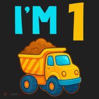 1st Birthday Cartoon Dump Toy Truck Construction I'M 1 One Golf Towel thumb 3