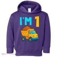 1st Birthday Cartoon Dump Toy Truck Construction I'M 1 One Toddler Hoodie thumb 0