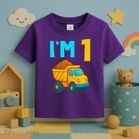1st Birthday Cartoon Dump Toy Truck Construction I'M 1 One Toddler T-Shirt thumb 3