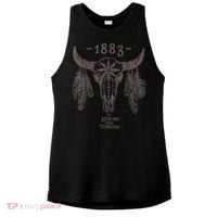1883 Boho Cow Skull Cute Country Western Yellow Stone Ladies PosiCharge Tri-Blend Wicking Tank thumb 0