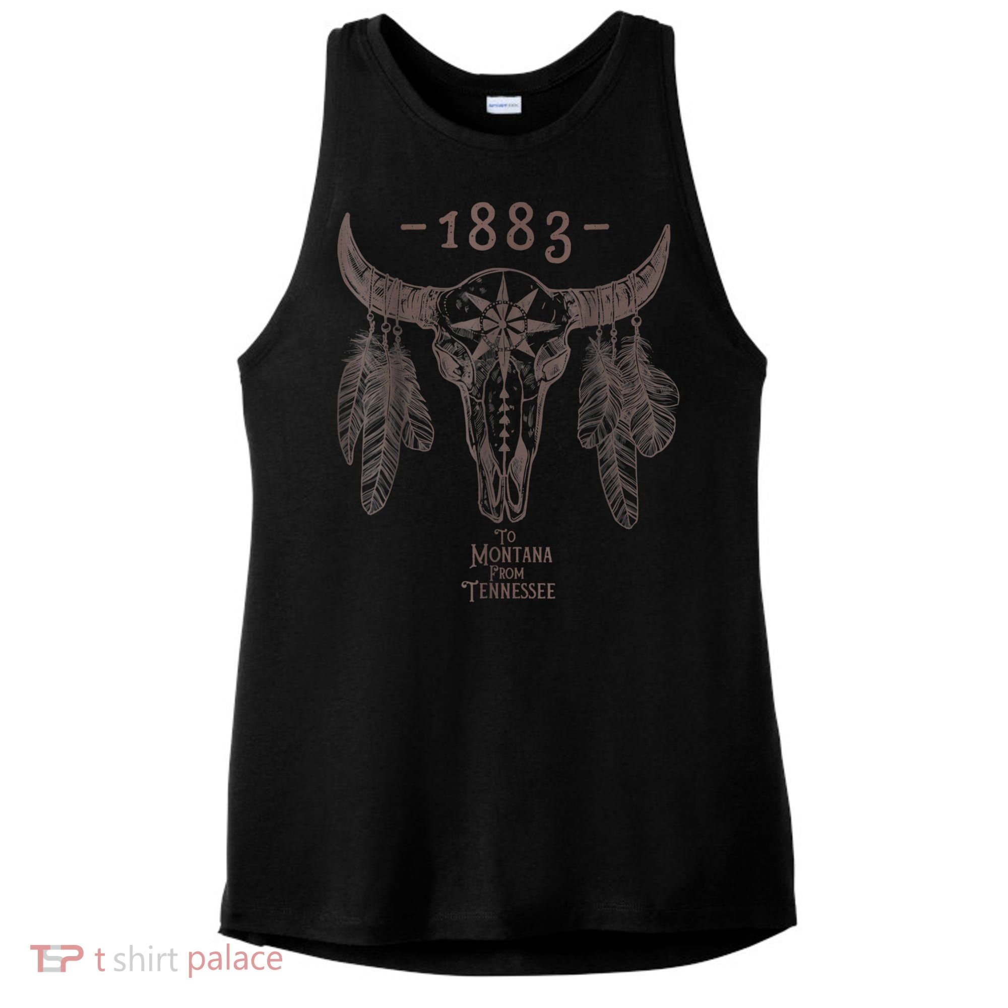 1883 Boho Cow Skull Cute Country Western Yellow Stone Ladies PosiCharge Tri-Blend Wicking Tank