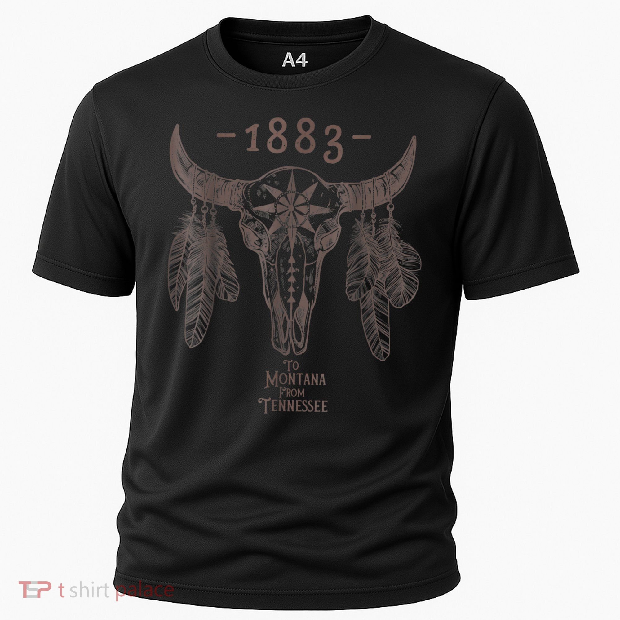 1883 Boho Cow Skull Cute Country Western Yellow Stone Cooling Performance Crew T-Shirt