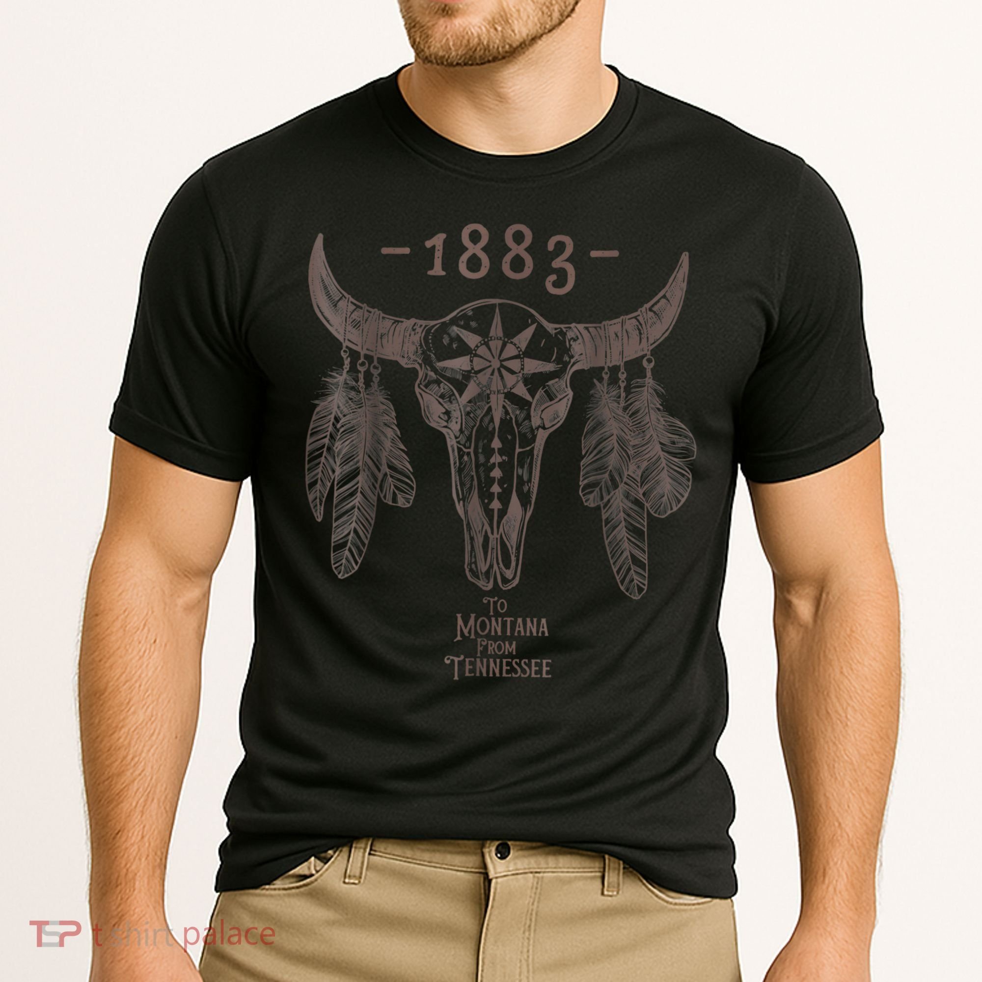 1883 Boho Cow Skull Cute Country Western Yellow Stone Cooling Performance Crew T-Shirt
