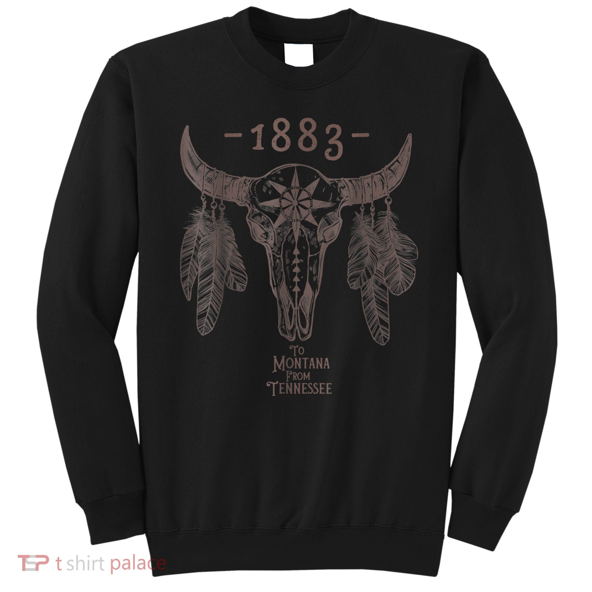 1883 Boho Cow Skull Cute Country Western Yellow Stone Sweatshirt