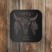 1883 Boho Cow Skull Cute Country Western Yellow Stone Coaster thumb 0