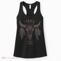 1883 Boho Cow Skull Cute Country Western Yellow Stone Women's Tank Top thumb 0