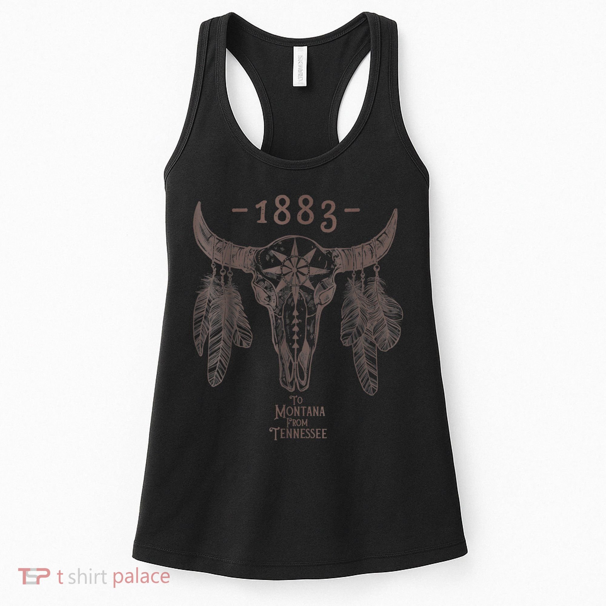 1883 Boho Cow Skull Cute Country Western Yellow Stone Women's Tank Top