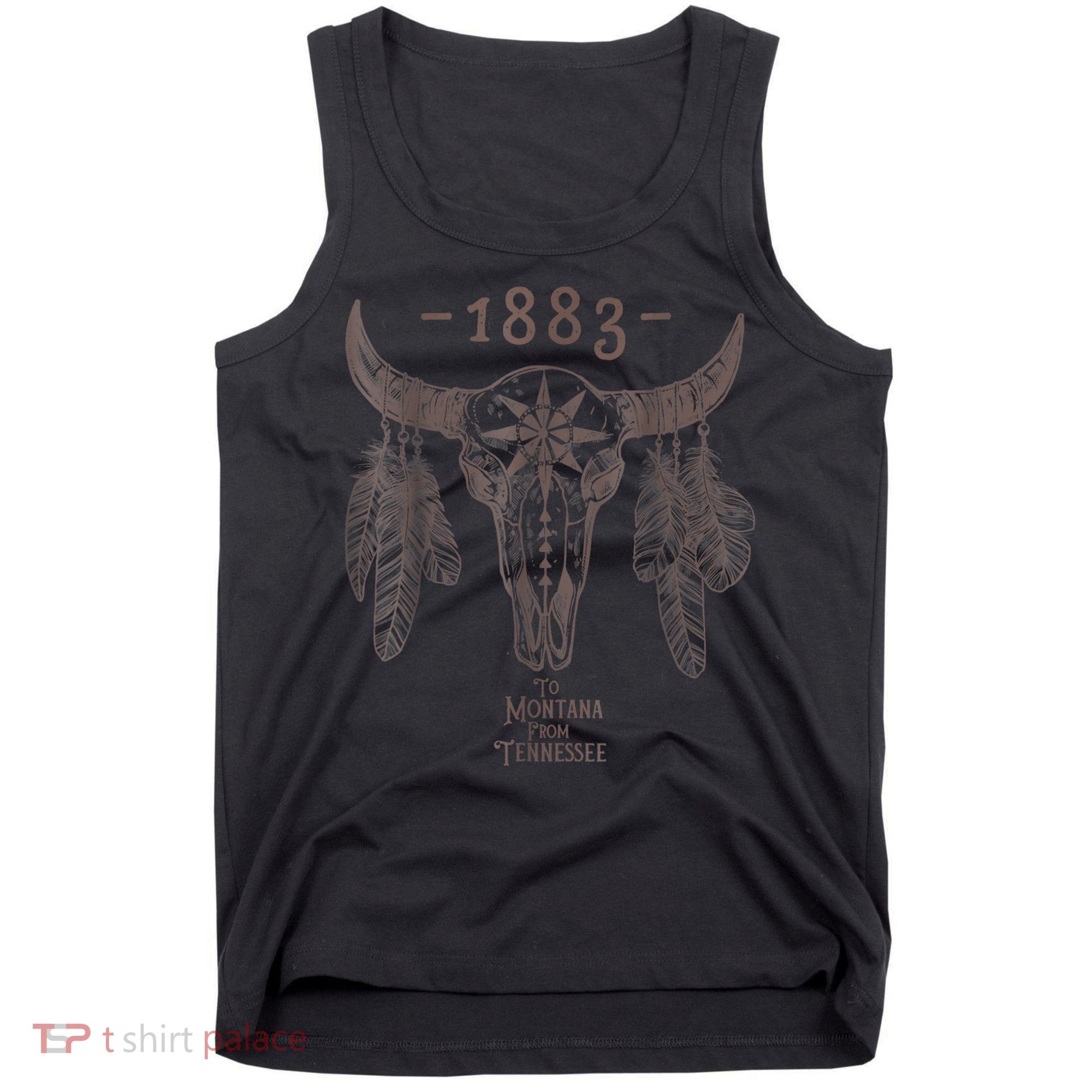 1883 Boho Cow Skull Cute Country Western Yellow Stone Tank Top