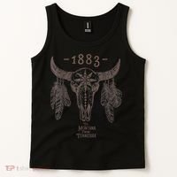 1883 Boho Cow Skull Cute Country Western Yellow Stone Tank Top thumb 2