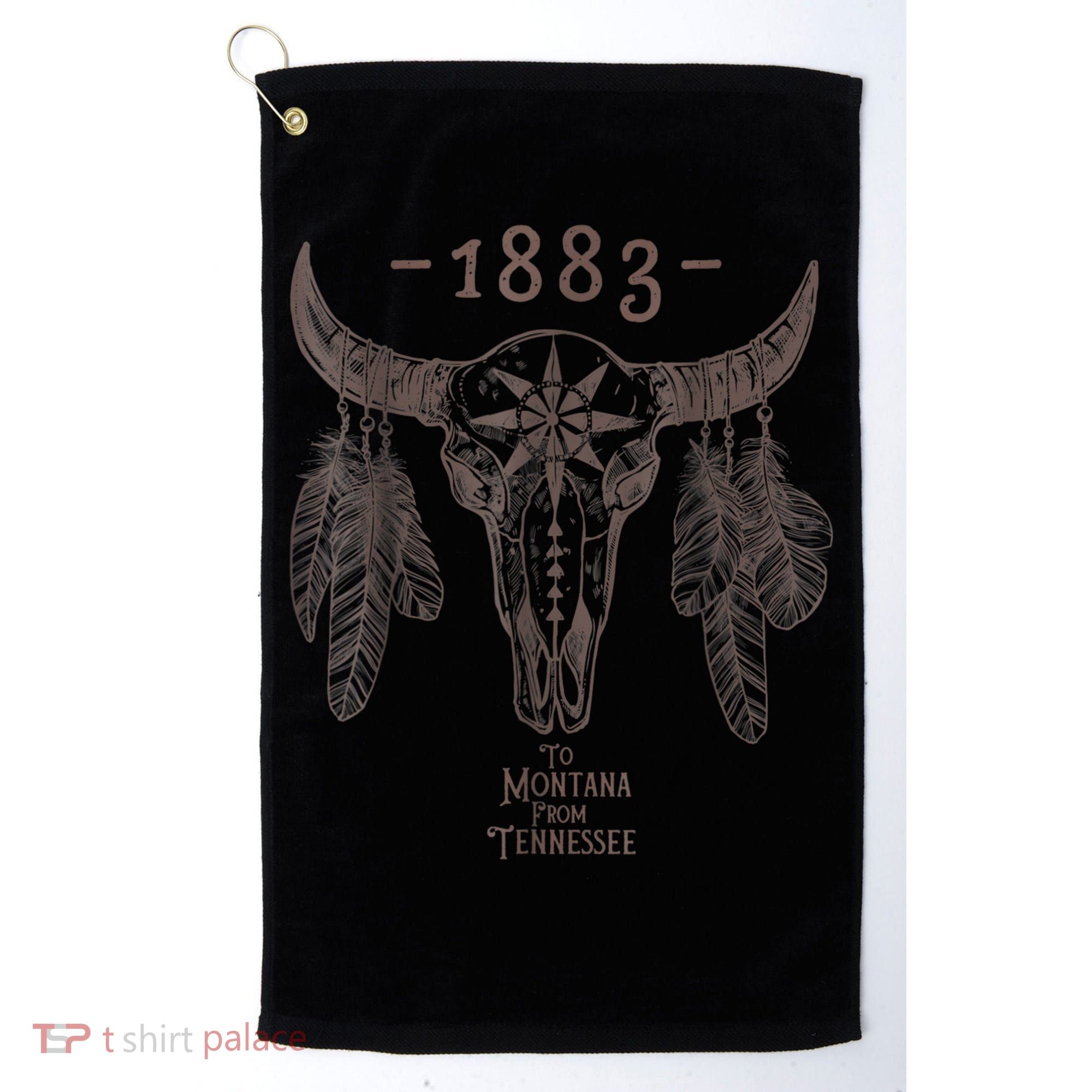 1883 Boho Cow Skull Cute Country Western Yellow Stone Golf Towel