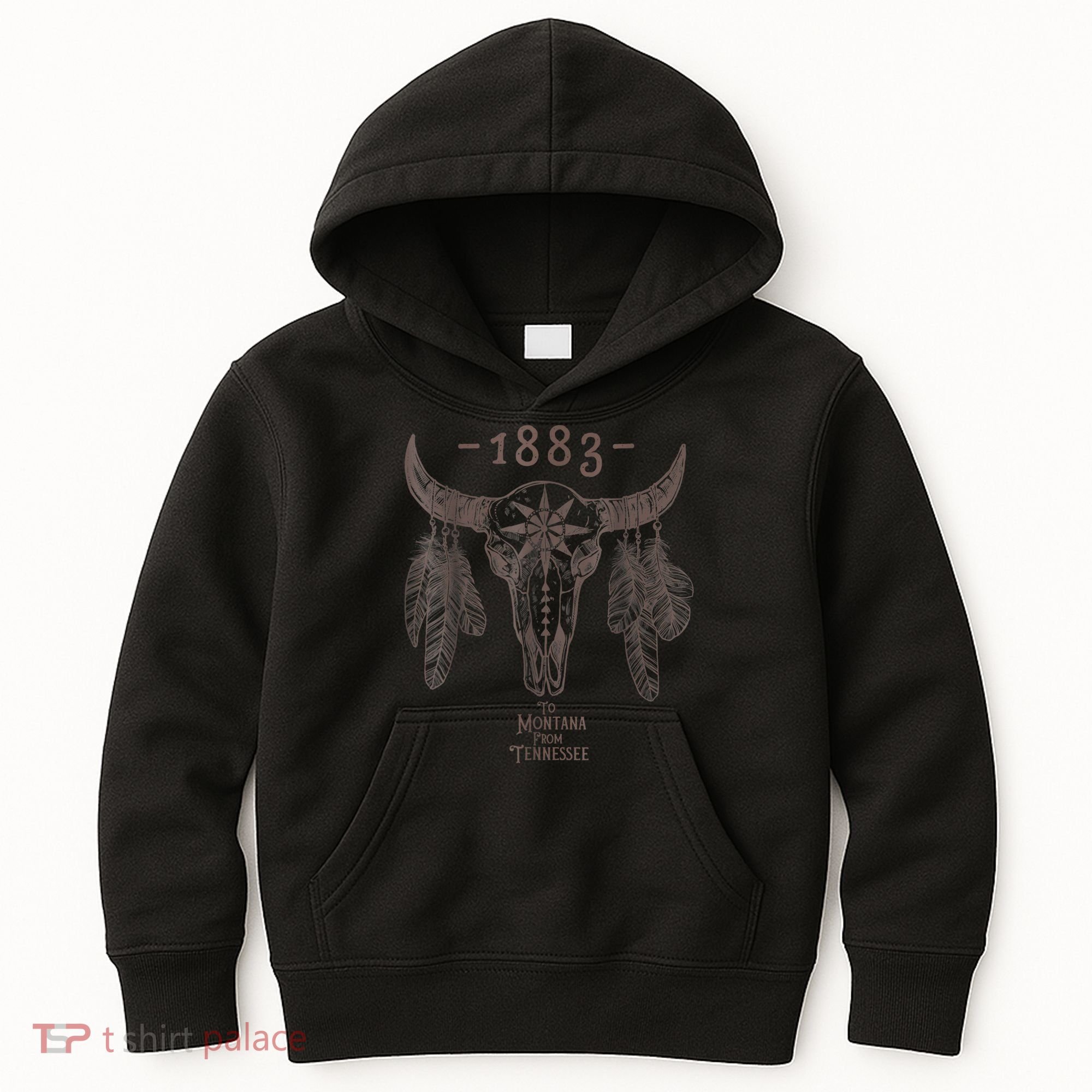 1883 Boho Cow Skull Cute Country Western Yellow Stone Kids Hoodie