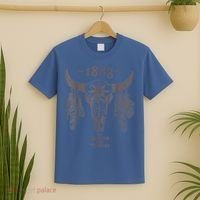 1883 Boho Cow Skull Cute Country Western Yellow Stone T-Shirt thumb 2