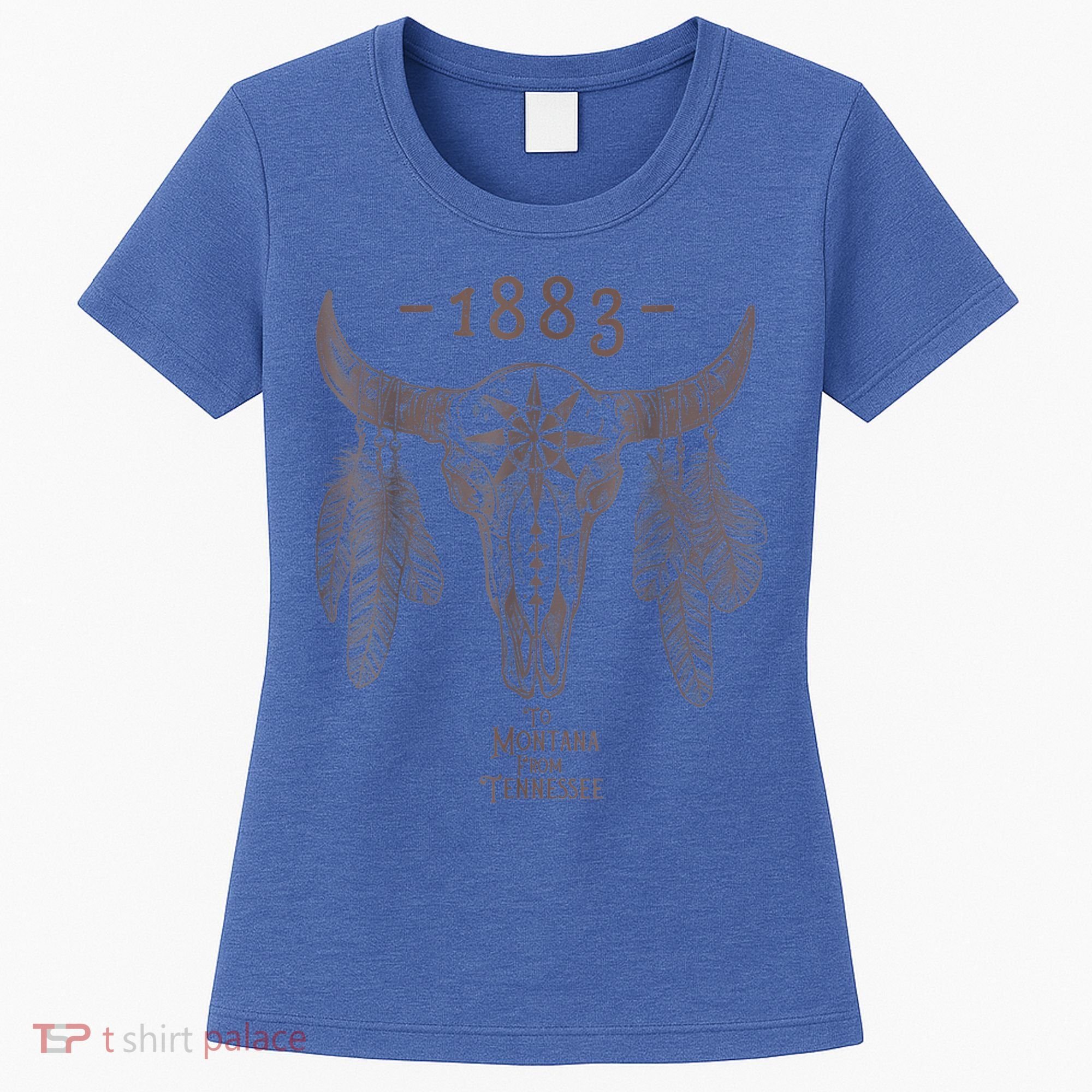 1883 Boho Cow Skull Cute Country Western Yellow Stone Women's T-Shirt