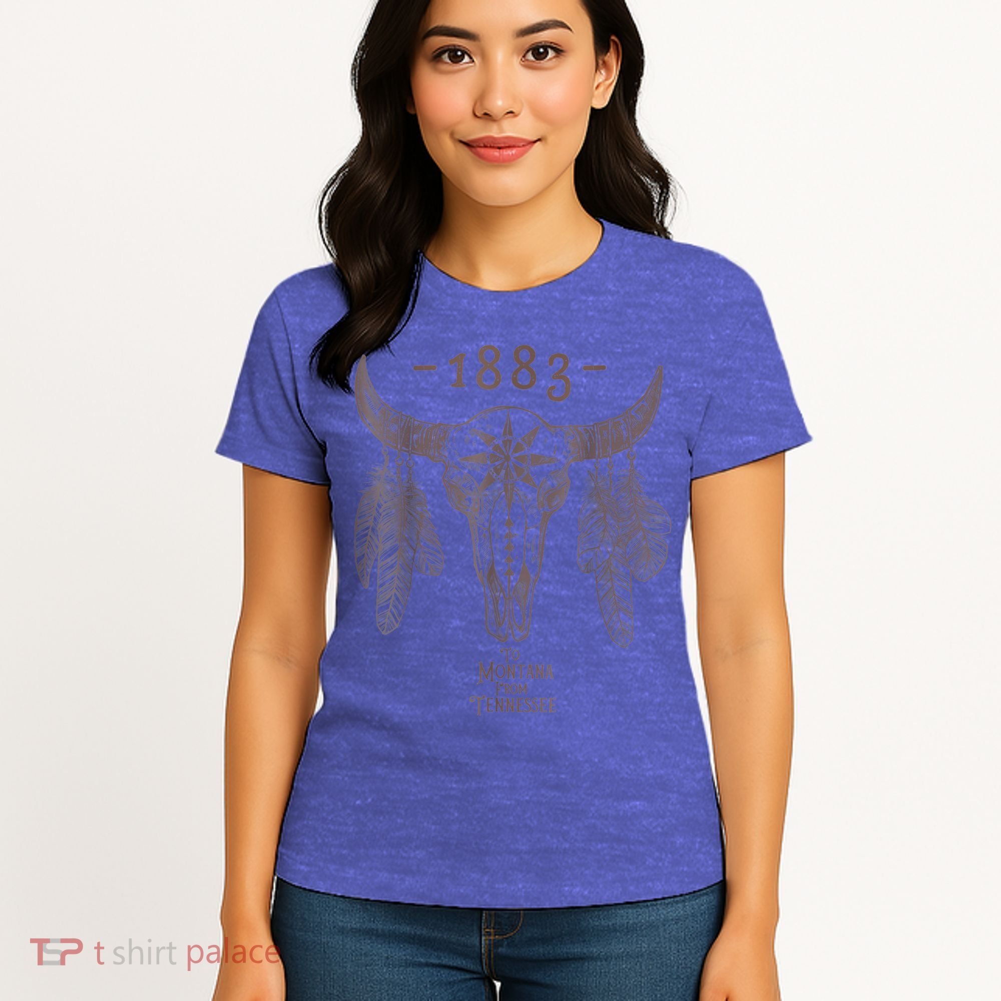 1883 Boho Cow Skull Cute Country Western Yellow Stone Women's T-Shirt