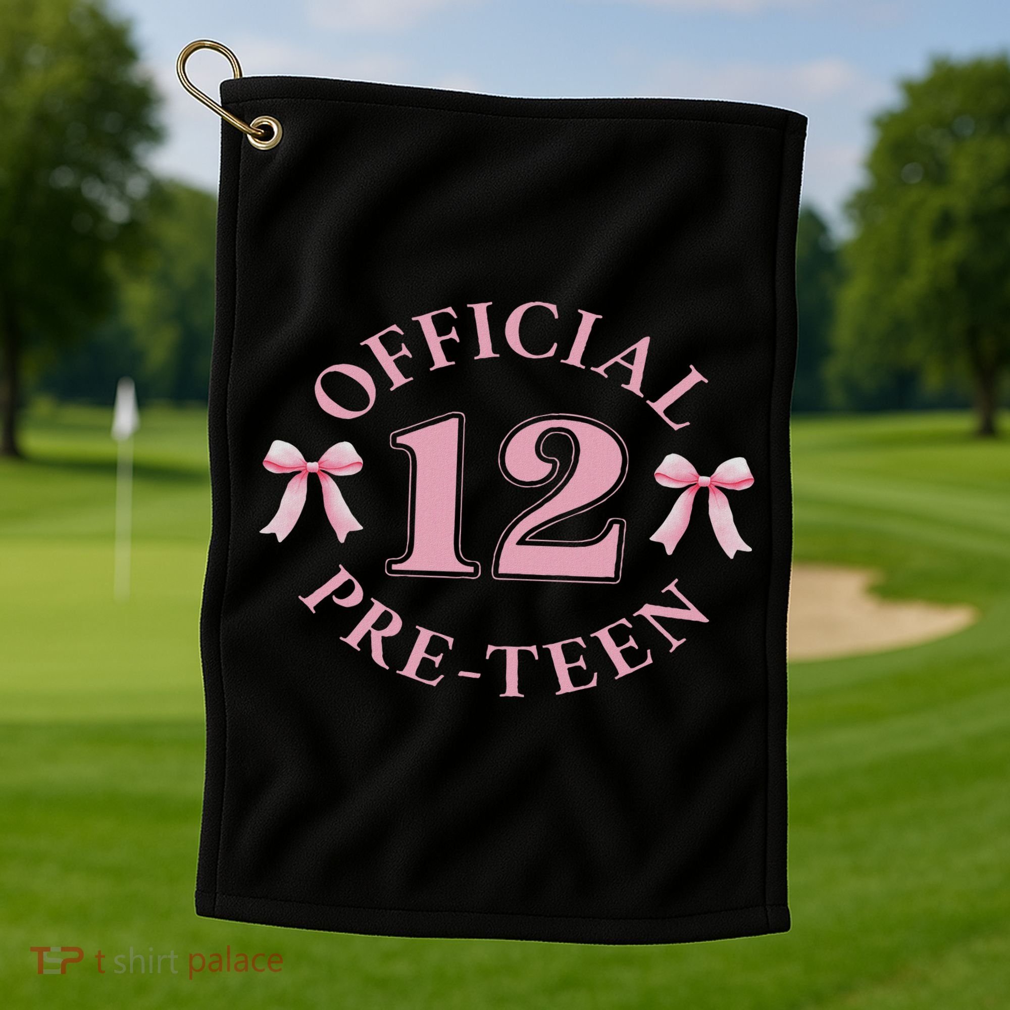 12th Birthday Coquette Bow 12 Year Old Birthday Girl Golf Towel