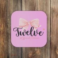 12th Birthday Coquette Bow 12 Year Old Birthday Girl Coaster thumb 0