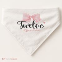 12th Birthday Coquette Bow 12 Year Old Birthday Girl USA-Made Doggie Bandana thumb 0