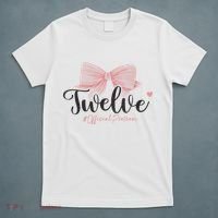 12th Birthday Coquette Bow 12 Year Old Birthday Girl T-Shirt thumb 5