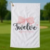 12th Birthday Coquette Bow 12 Year Old Birthday Girl Golf Towel thumb 1