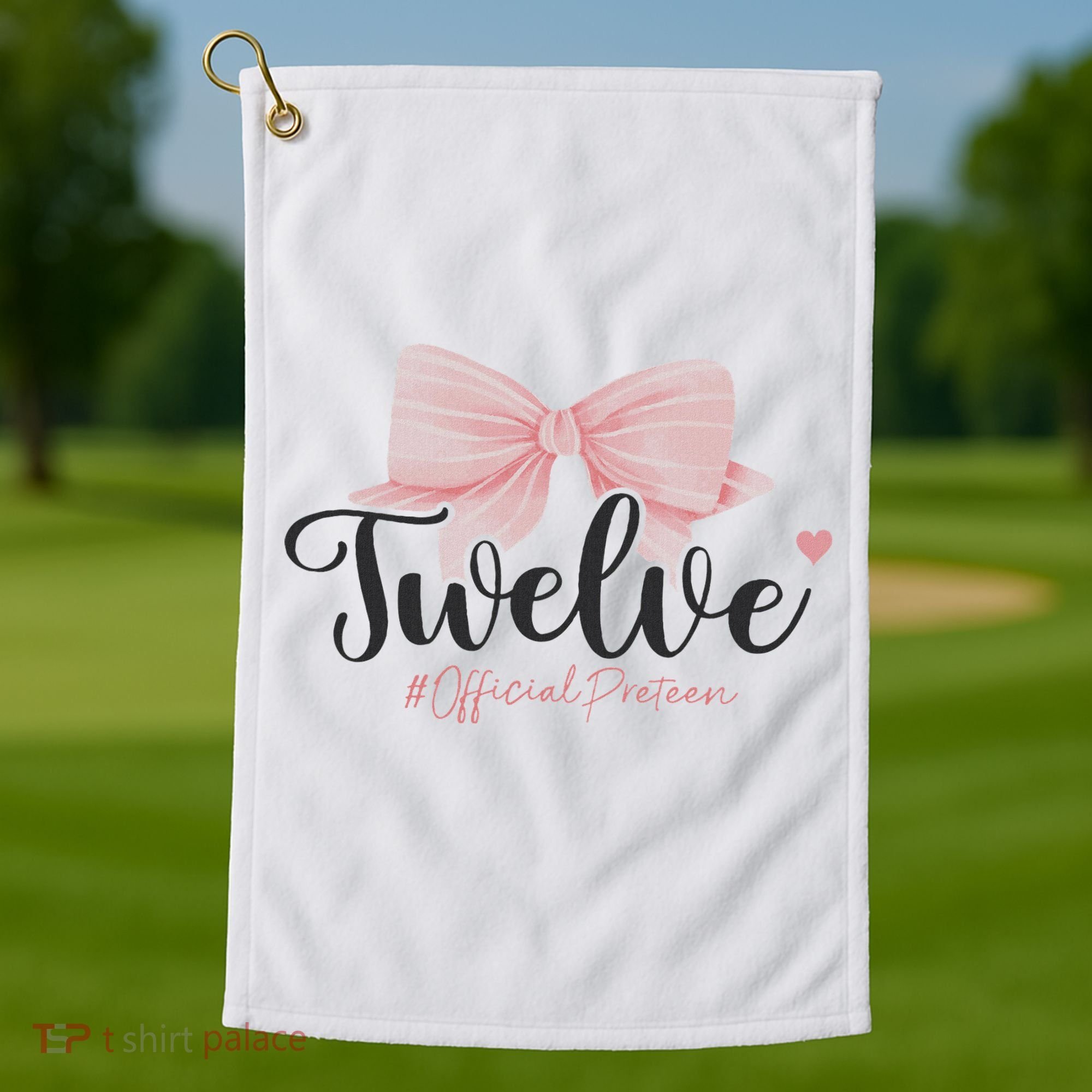 12th Birthday Coquette Bow 12 Year Old Birthday Girl Golf Towel