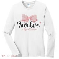 12th Birthday Coquette Bow 12 Year Old Birthday Girl Women's Long Sleeve Shirt thumb 0