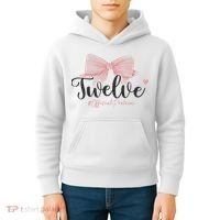 12th Birthday Coquette Bow 12 Year Old Birthday Girl Kids Hoodie thumb 4