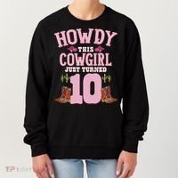 10th Birthday Cow Howdy Western Themed Birthday Women's Sweatshirt thumb 0