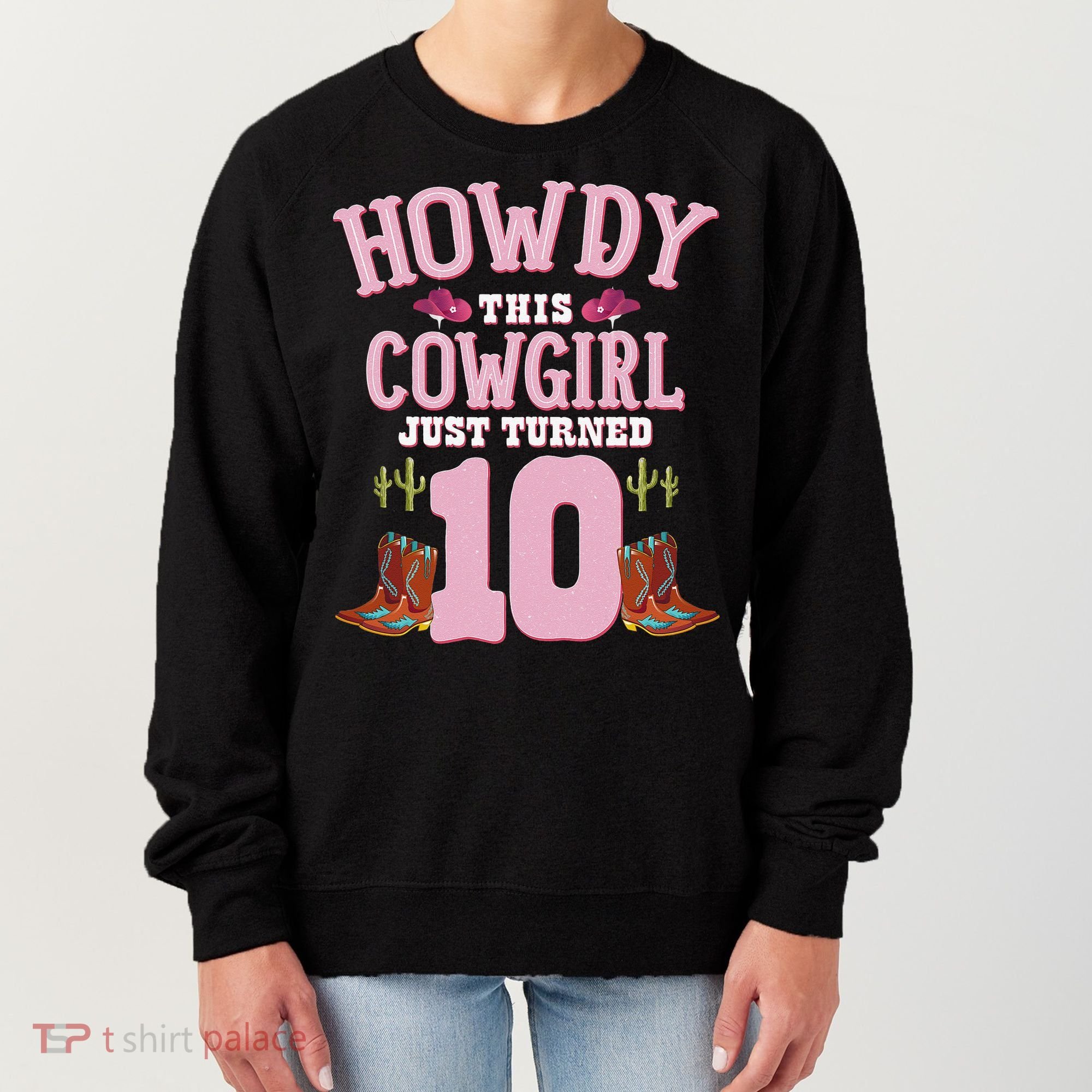 10th Birthday Cow Howdy Western Themed Birthday Women's Sweatshirt