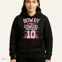 10th Birthday Cow Howdy Western Themed Birthday Hoodie thumb 5