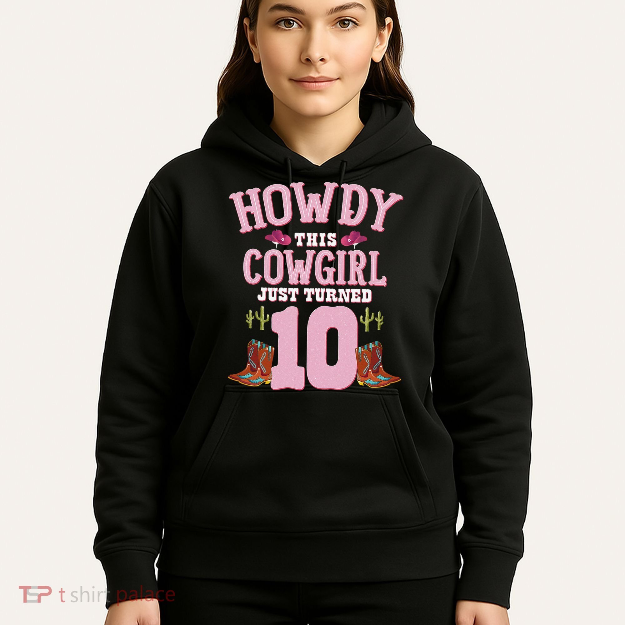 10th Birthday Cow Howdy Western Themed Birthday Hoodie