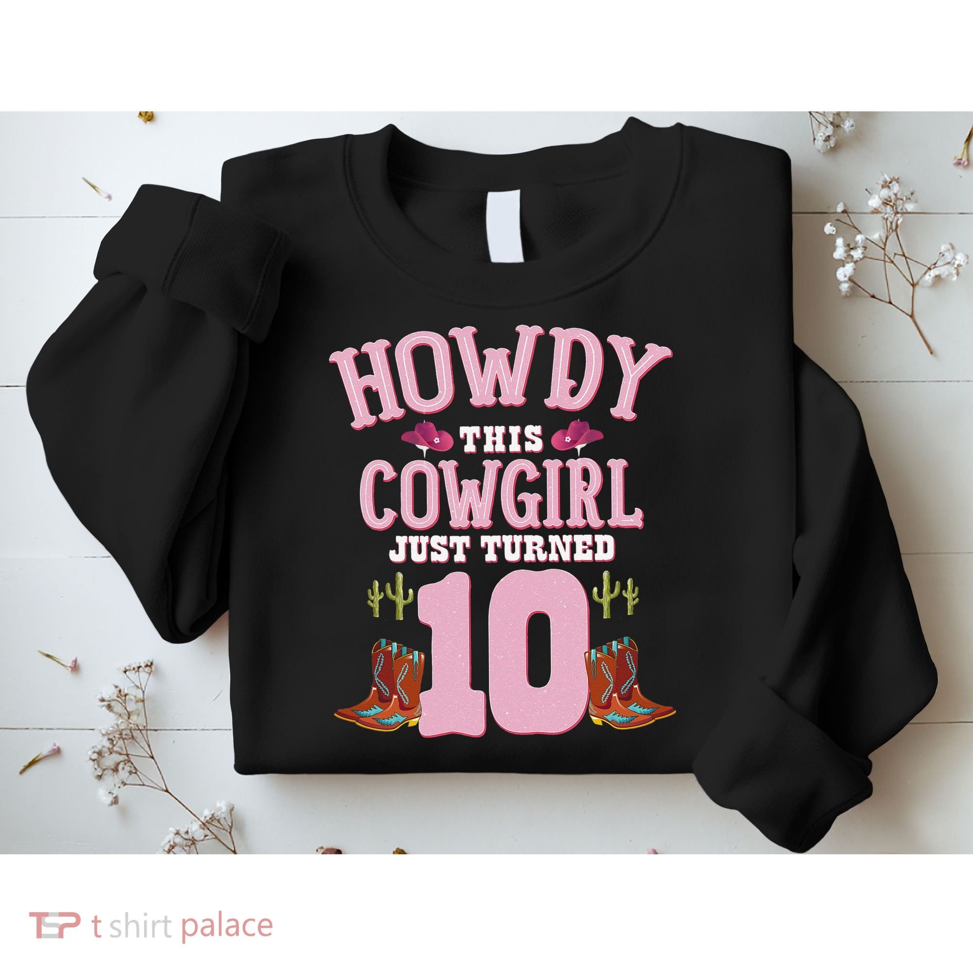 10th Birthday Cow Howdy Western Themed Birthday Sweatshirt