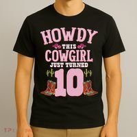 10th Birthday Cow Howdy Western Themed Birthday T-Shirt thumb 3