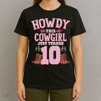 10th Birthday Cow Howdy Western Themed Birthday T-Shirt thumb 4