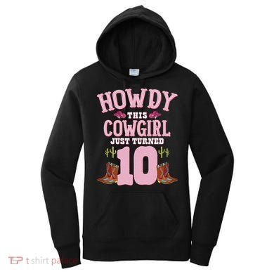 10th Birthday Cow Howdy Western Themed Birthday Women's Hoodie