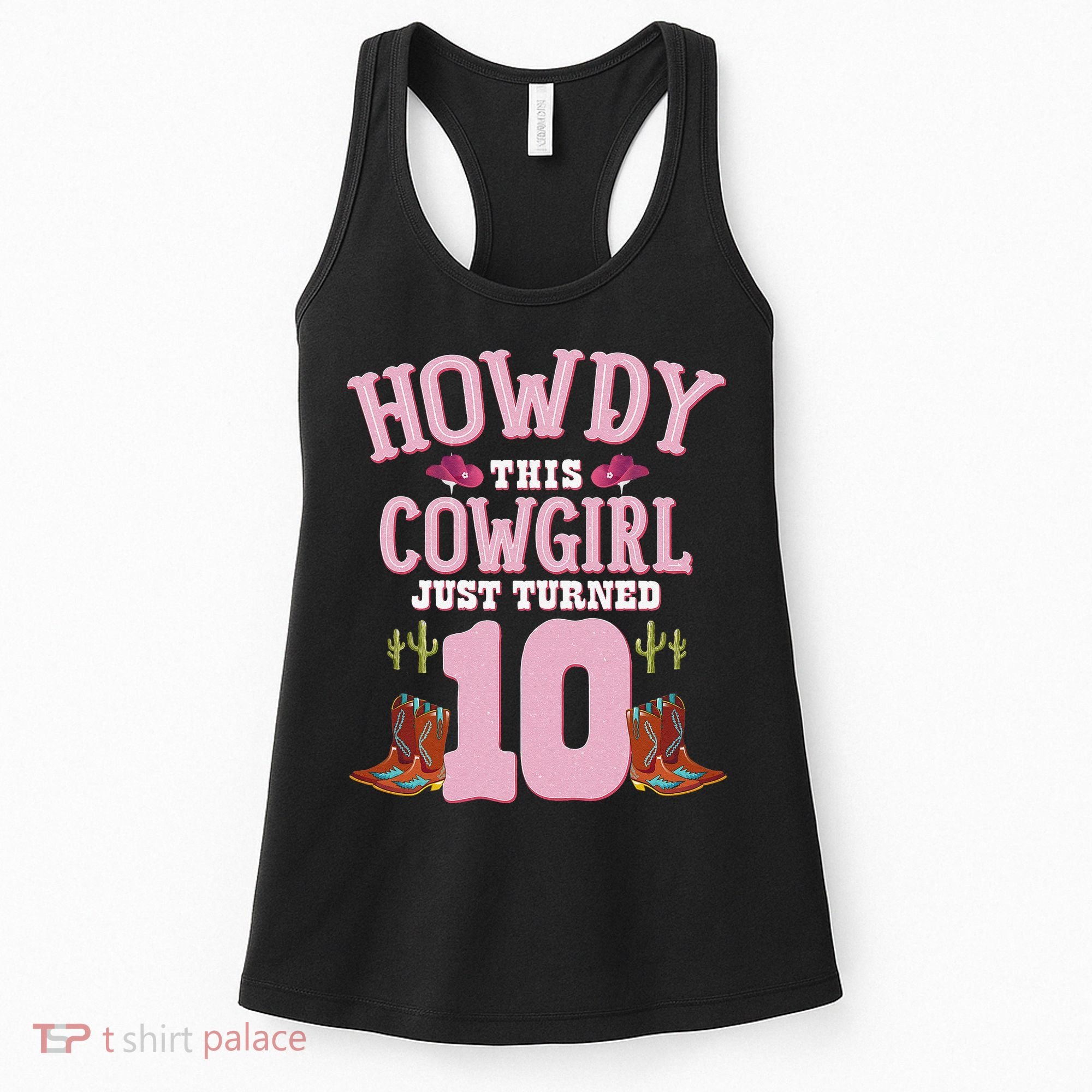 10th Birthday Cow Howdy Western Themed Birthday Women's Tank Top