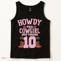 10th Birthday Cow Howdy Western Themed Birthday Tank Top thumb 2