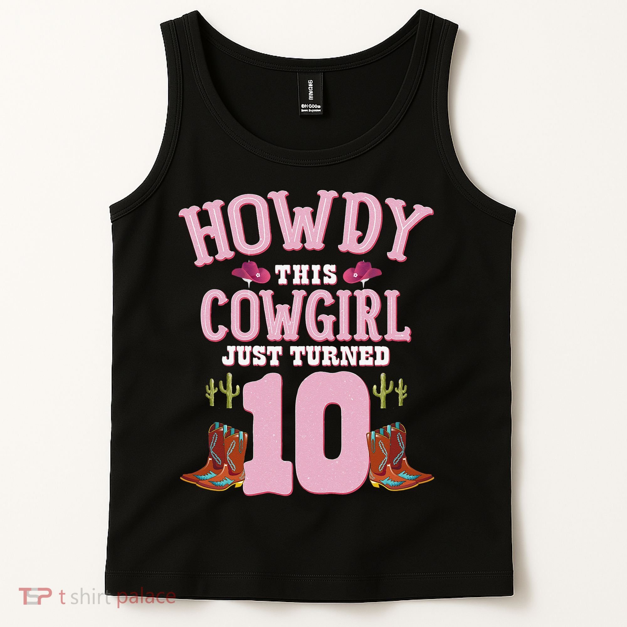 10th Birthday Cow Howdy Western Themed Birthday Tank Top