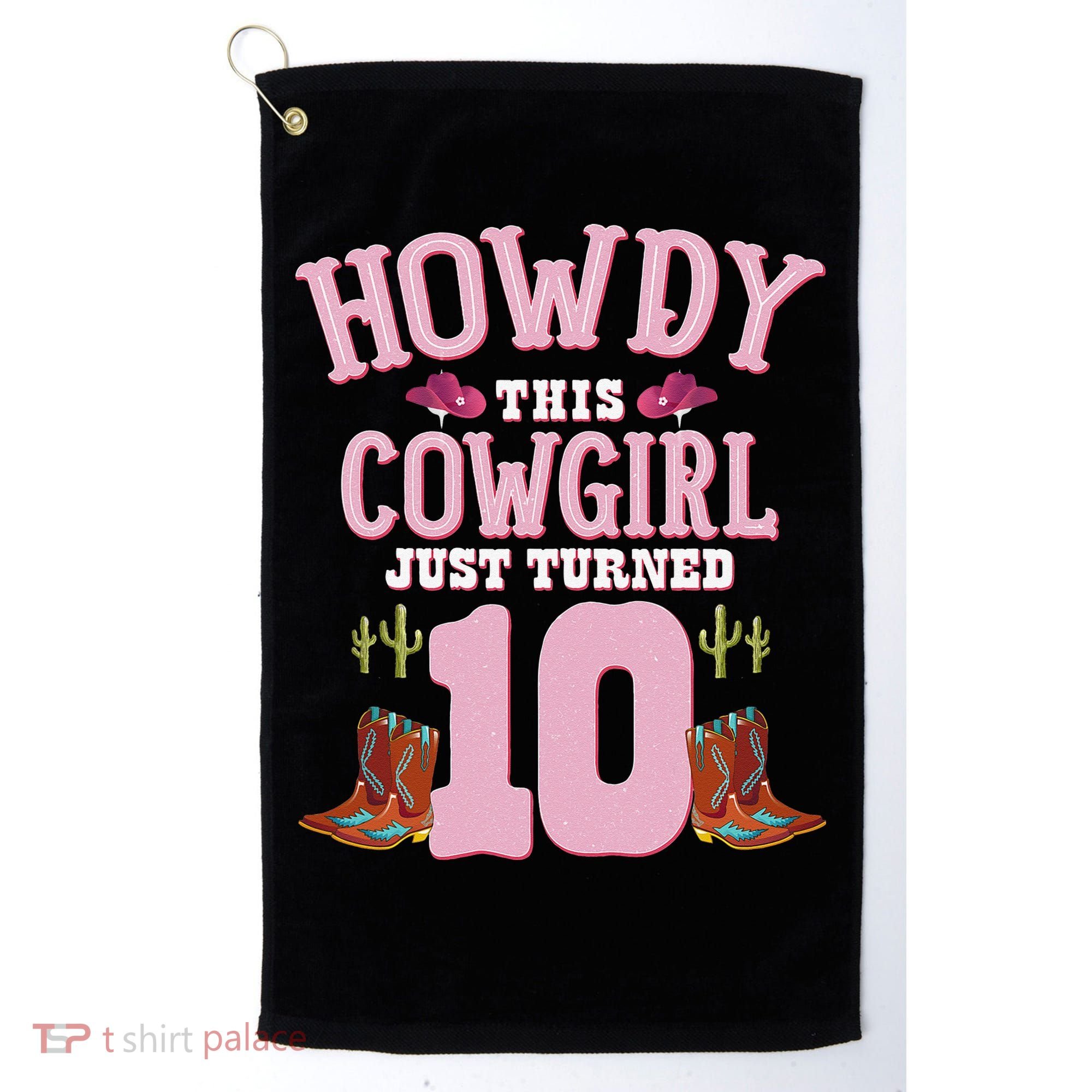 10th Birthday Cow Howdy Western Themed Birthday Golf Towel