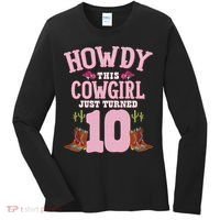 10th Birthday Cow Howdy Western Themed Birthday Women's Long Sleeve Shirt thumb 0