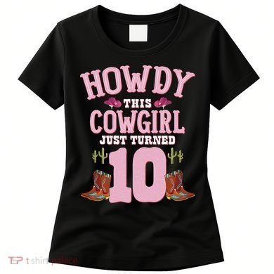 10th Birthday Cow Howdy Western Themed Birthday Women's T-Shirt